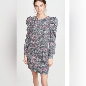 Rebecca Minkoff Printed Janine Sweatshirt Dress Puffed Sleeves Size S/M